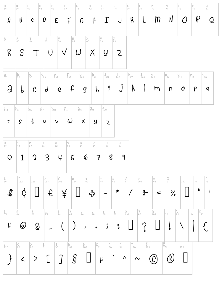 Cassidy Loves You font map